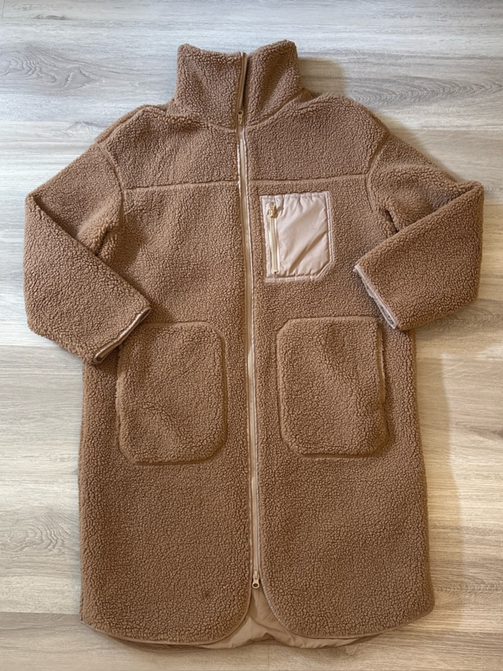 H&M Teddy Fleece Coatigan in Warm Brown